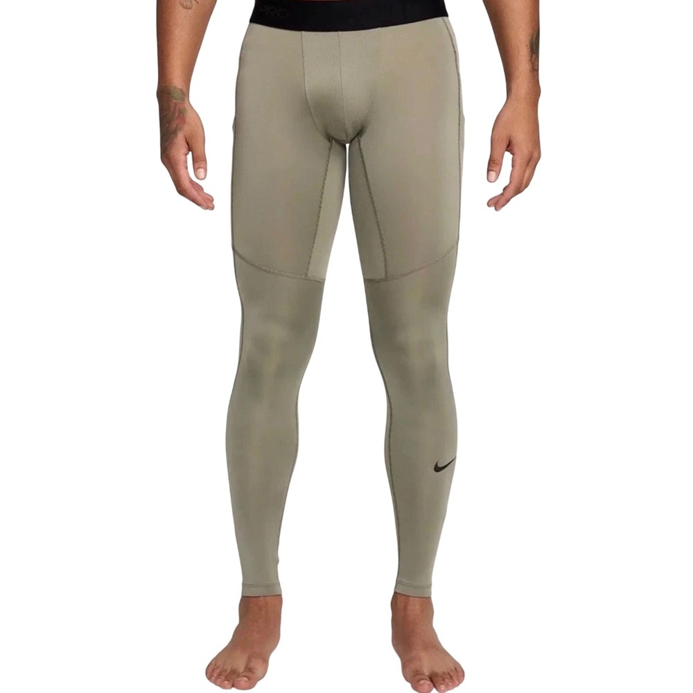 Nike‎ Pro Tights Mens L Olive Excellence Compression Pockets FB7952-320